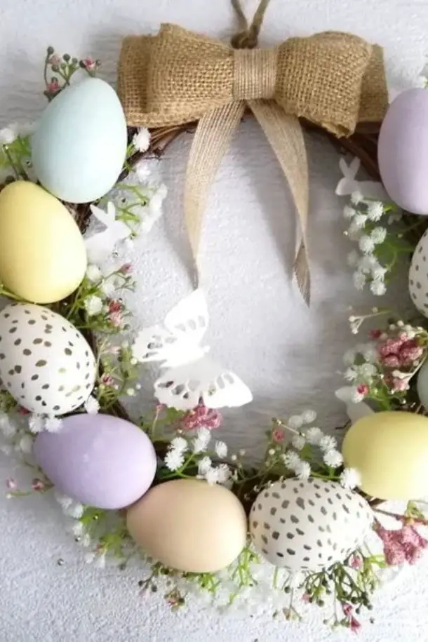 57 Best Pastel Dream Easter Spring Wreaths For Front Door 51 Handmade Easter Wreath Eggs Butterfly Gypsophilia