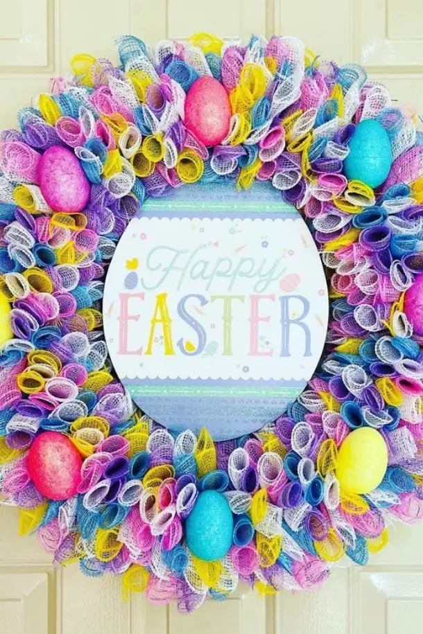 57 Best Pastel Dream Easter Spring Wreaths For Front Door 47 Happy Easter Wreath Easter Wreath Easter Decor Front Door Wreath Easter Egg Wreath Holiday Wreath Outdoor Wreath Deco Mesh Wreath