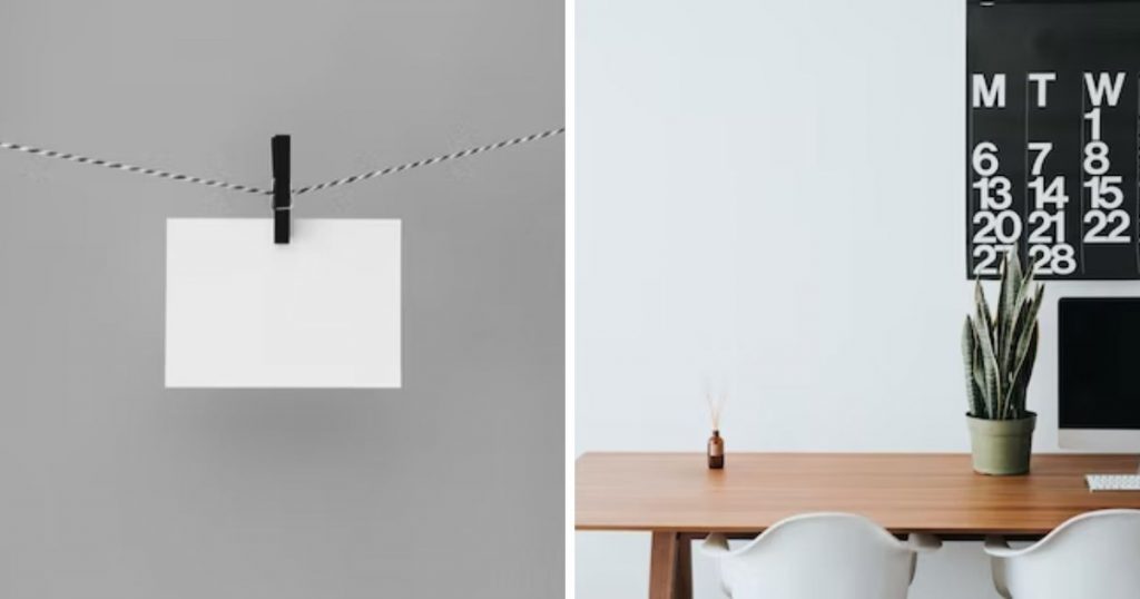 card posting on rope and blank wall