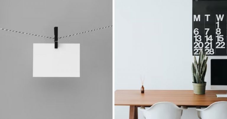 card posting on rope and blank wall